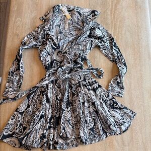 Black & White Paisley Wrap Dress